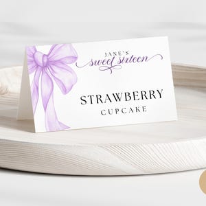 Lila Schleife Sweet 16 Lebensmitteletikett für Mädchen, Krokette Lila Schleife Thema 16