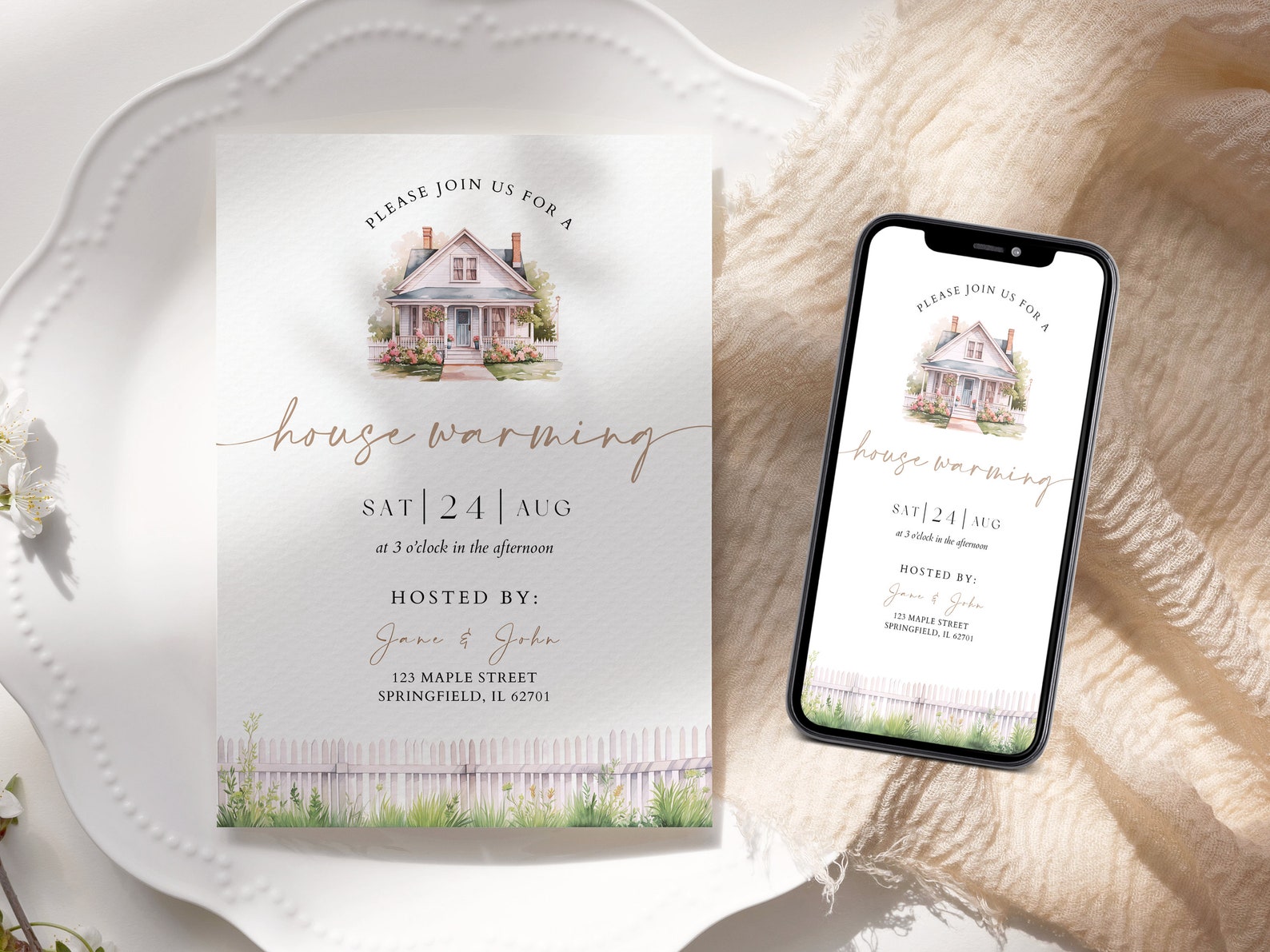 Editable Housewarming Invitation Canva Template, Minimalist New Home ...
