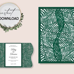 Trees Greenery Boho Tropical Template Invitation Suite for Wedding Quinceanera Birthday Sweet 16 Invitation -  Svg AI Eps Silhouette Cricut