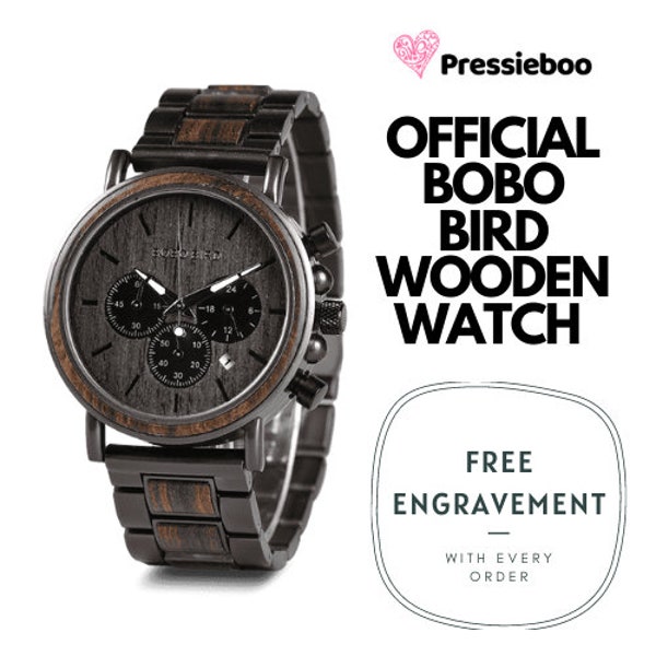 Holzuhr graviert personalisierte Bobo Vogel neue Uhr Männer Marke Luxus Chronograph Militär Quarzuhren KOSTENLOSE GRAVUR KOSTENLOSE Lieferung