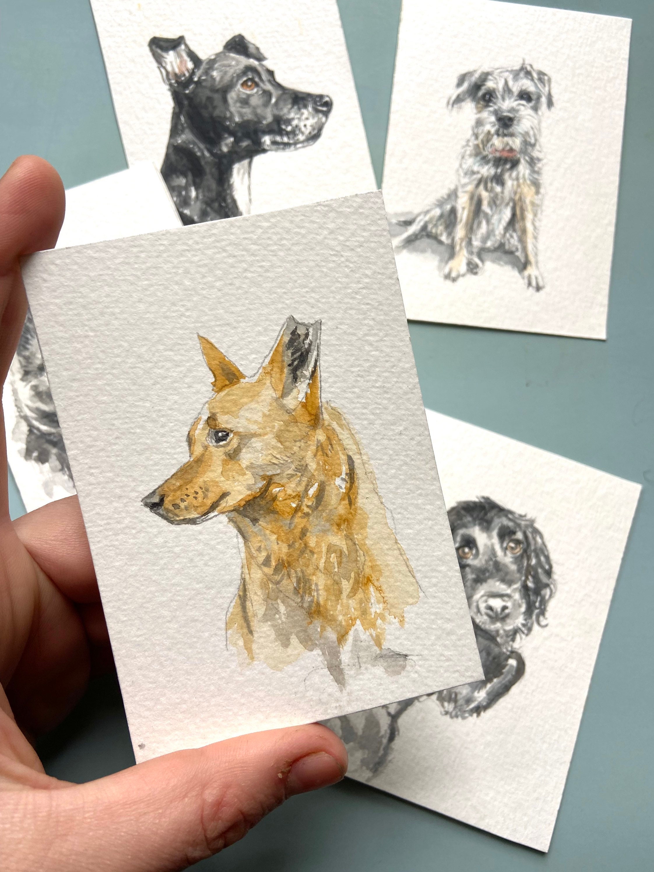 Mini pet portrait | custom watercolour mini painting |gift for pet lover |personalised pet portrait |mini watercolour art |mini dog portrait