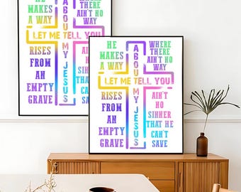 Scripture Wall Art Digital Download, Trendy Jesus Painting, Retro Bible Verse Decor, Aesthetic Gift, Christian Wall Art Digital Download