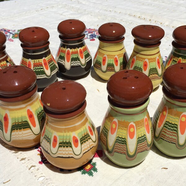 Bulgarian Salt & Pepper Shakers - Handmade Pottery - Hand-Painted Ceramic - Traditional Bulgarian Ceramic - Handmade Pottery - Pepper Shaker