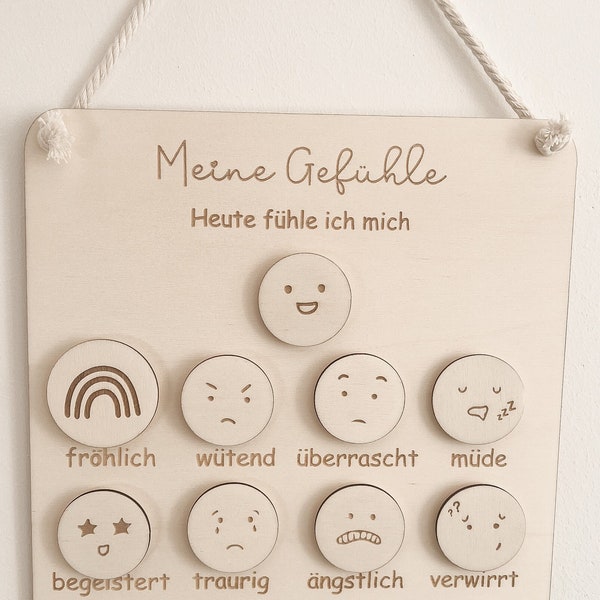 Gefühle Kinder, Meine Gefühle, Emotionen, Kinder Emotionen, Holztafel für Kinder, Meine Gefühle Tafel, Routinetafel, Routine, Montessori