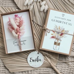 Geschenkschachtel - Trockenblumen - Geburtstasgeschenk - Geburtstag - 30. Geburtstag - 50. Geburtstag - Trockenblumenstrauß - Karte