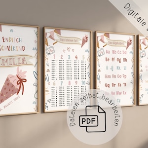 Einschulung 4er Poster, personalisierte Poster, Einschulung, Geschenk zur Einschulung,Geschenk für Kinder, Schulkind, Einmaleins, Lernposter