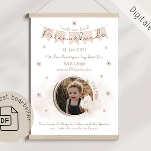Patenurkunde, personalisierte Patenurkunde,Geschenk zur Taufe, Taufgeschenk, Patentante,Patenonkel, Patentante Geschenk, Patenonkel Geschenk