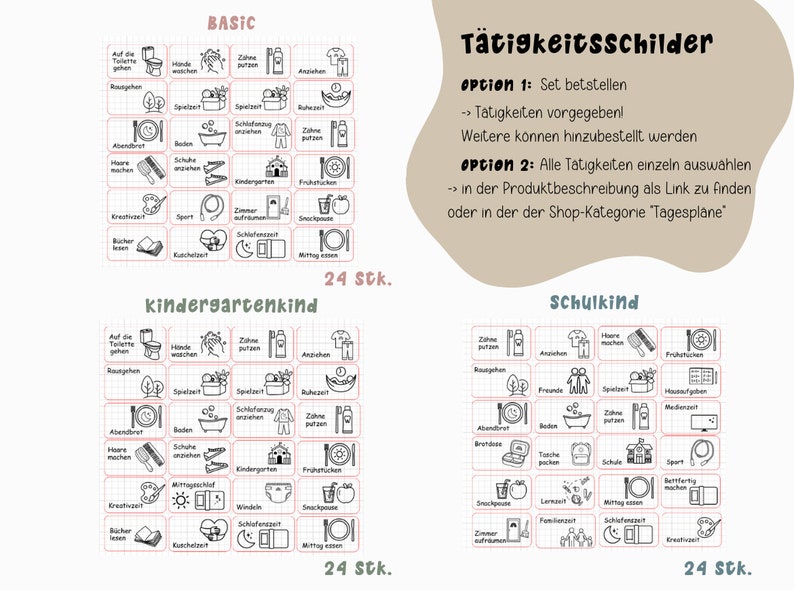 Tagesplan Kinder, Basis SET, Routineplan, Meine Routine, Kinder Morgenroutine, Kinder Abendroutine, Routinekarten, Routinetafel, Montessori Bild 6