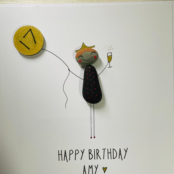 Super cute pebble art birthday cards