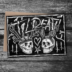 Skull Wedding Card Custom Congratulations Wedding Skulls Goth Gothic Congrats To The Couple Stag Bunny Bachelor Bachelorette Til Death Art