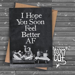 Personnalisé Get Well Soon Salutations de cartes Feel Better vintage Chats Chatons effrayants Sorcière Salutation Noir Gothique Chat Sorcière Goth Blanc personnalisé