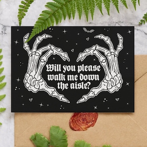Willst du mich bitte zum Altar bringen? Gothic Invite Grußkarten Gothic Hochzeit Gothic Skull Fledermäuse Sterne schwarz Geschenk Mutter Mum Papa Vater Mutter