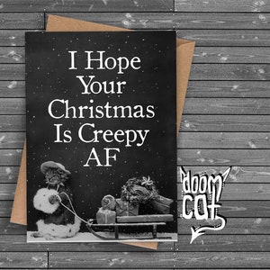 HANDMADE PERSONALISED GOTHIC PAGAN CHRISTMAS CARD A BLACK CAT IN SANTA HAT HANDMADE PERSONALISED GOTHIC PAGAN CHRISTMAS CARD A BLACK CAT IN SANTA HAT