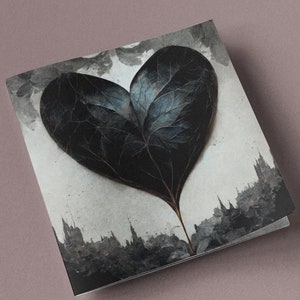 Goth Anniversary Card Wedding Valentine Valentine's Card Love Leaves Hearts Gothic Buildings Dark Heart Art Birthday Just Because Leaf Plant