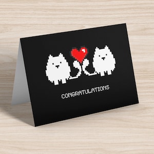 Carte de félicitations Chats blancs Mariage Fiançailles Félicitations Grats Chat Chat chatons Cœur Noir Personnalisé Propre Message Envoyer sur l’amour personnalisé