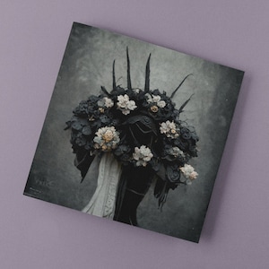Gothic Hochzeitskarte Blumen Blumen Schwarz Rosen Weiß Jahrestag Valentinstag Valentinstag Karte Love Dark Bunch Art Birthday Just Because Goth