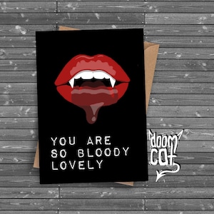 Vampir Karte Custom Thank You "You Are So Bloody Lovely" Horror Film Blood Fangs Lover Goth Gothic Personalisiert Deine eigene Nachricht
