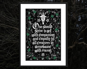 Satanic Temple Art Print: Vegan Gothic Home Decor (A2 Poster)