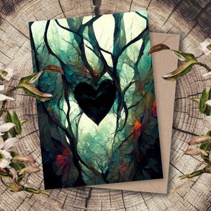 Cartão Gótico, Trepadeiras Assustadoras, Coração, Amor, Aniversário, Dia dos Namorados, Cottagecore, Forestcore, Fada, Planta, Plantas, Bruxa, Gótico, Saudações Personalizadas