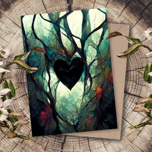 Goth Card Spooky Vines Heart Love Anniversary Valentine Valentines Cottagecore Forestcore Fairy Plant Plants Witch Gothic Custom Greetings