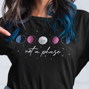 Trans Pride T-Shirt: &quot;Not A Phase&quot; Moon Phases Goth Tee