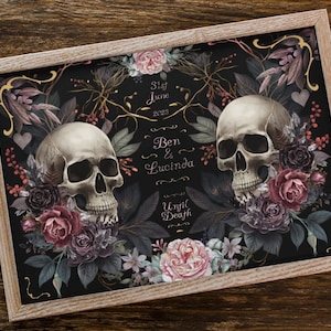 Personalised Wedding Gift Skulls Until Death Print Gothic Skulls Anniversary Gift Gay Lesbian Bride Groom Brides Grooms Custom Birthday