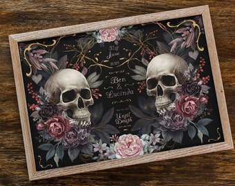 Personalised Wedding Gift Skulls Until Death Print Gothic Skulls Anniversary Gift Gay Lesbian Bride Groom Brides Grooms Custom Birthday