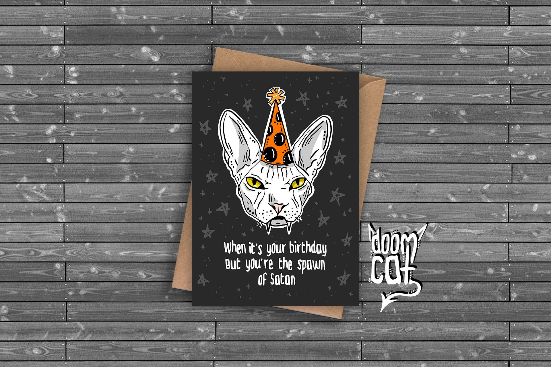 Goth Birthday Cat Card Custom Greetings spawn of - Etsy UK