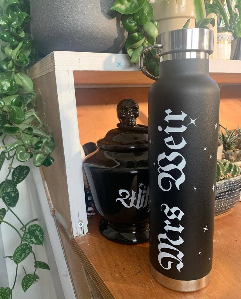 Custom Gothic ANY NAME / WORD Water Bottle Flask Copper Steel Etsy