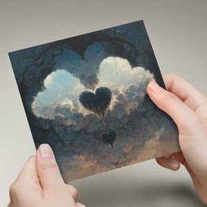 Gothic Card Wedding Valentine Gloomy Cloud Hearts Anniversary Valentine's Love Goth Heart Art Digital Painting Birthday Because Apocalypse