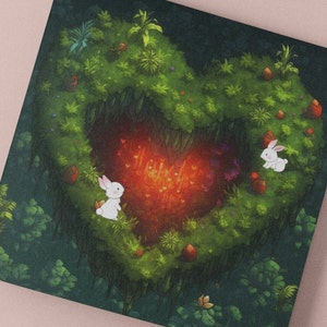 Conigli Biglietto di nozze PIXEL ART Alberi Compleanno Foresta Cuore Piante Anniversario San Valentino Amore Goth Dark Witchy Cottagecore Woodland Gamer