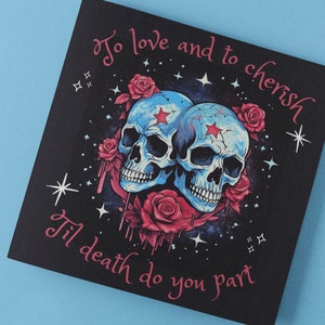 Til Death Skulls Karte Hochzeit Ehe Jahrestag Verlobung Valentines Greetings Card Till Death Spooky Goth Gothic Cartoon Tattoo Custom
