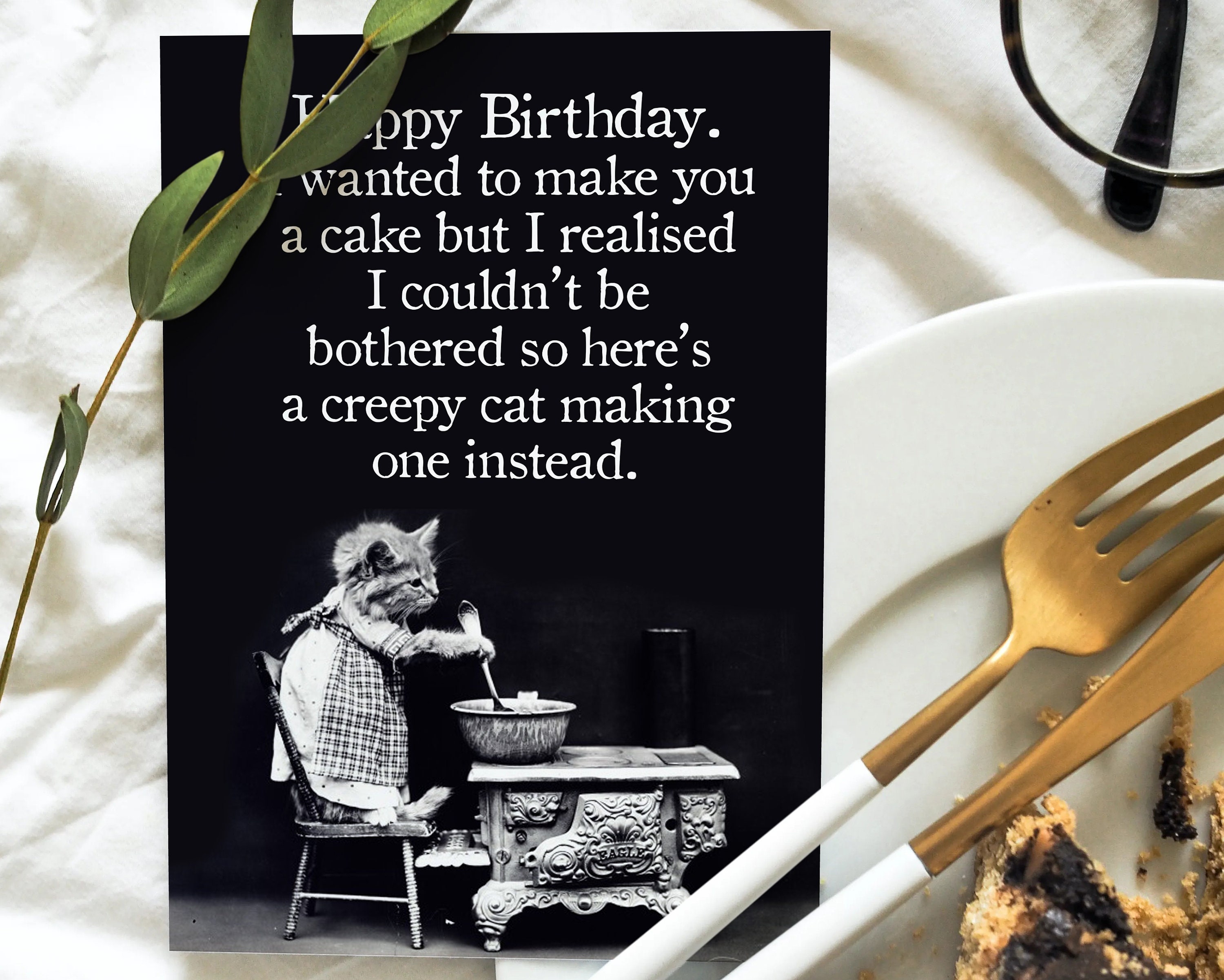 Custom Birthday Card Greetings Make a Cake Vintage Cats Kittens Creepy  Witchy Greeting Birthday Black Gothic Cat Personalised Witch Goth - Etsy, image size:3000x2402