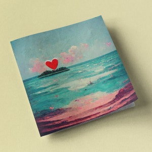 Isola San Valentino Biglietto Anniversario Matrimonio San Valentino Amore Oceano Cuore Arte Pittura Compleanno Semplicemente Oceano Mare Spiaggia Mare