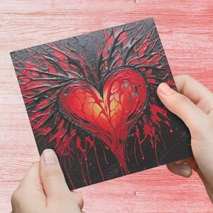 Goth verjaardagskaart bruiloft Valentijn Valentijnsdag kaart liefde verf harten gotisch donker hart kunst verjaardag gewoon omdat rood helder schilderij
