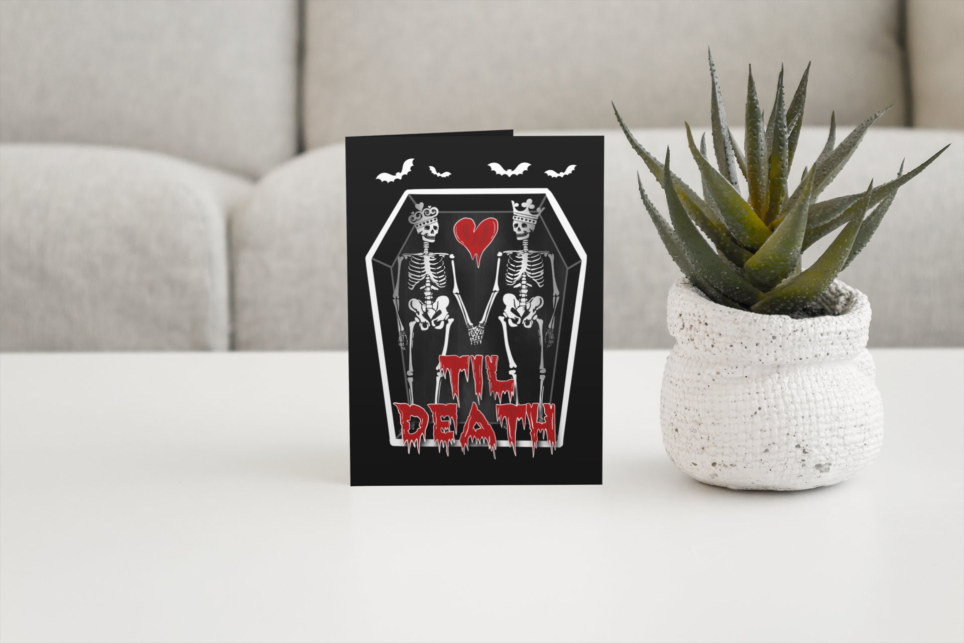 Skeleton Rose Couple Gothic Anniversary Card - Macabre Alternative 145 - View #10
