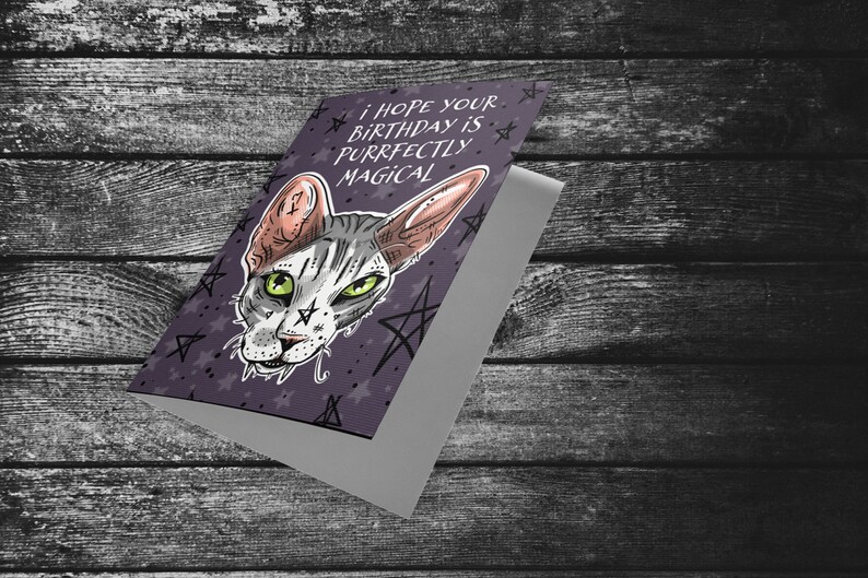 Purple Cat Birthday Card purrfectly Magical - Etsy