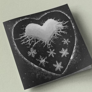 Goth Carte de Noël Neige Neige Flocon de neige Coeur Coeur Gothique Noir Noir Noël Mariage Amour Anniversaire Hiver Personnalisable Art Numérique