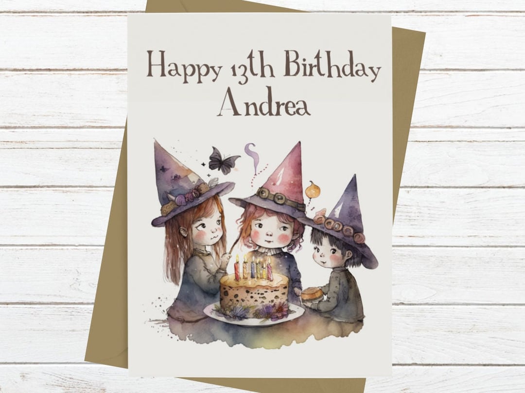 Witches Birthday Card Custom Personalised Any Name Message Inside