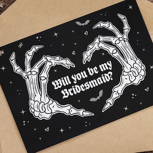 Serez-vous ma demoiselle d'honneur ? Carte de voeux d'invitation gothique pour mariée