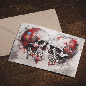 Schädel-Valentinstags-Karte Gothic Goth Rote Farbe Liebe Jahrestag Nur weil Skullys Til Death Hochzeitskarte Herzlichen Glückwunsch