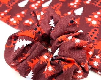 Snow Top Christmas Tree Scrunchie | Hair Ties | Hair Scrunchies | Hair Elastics