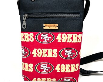 NFL San Francisco 49ers Adjustable Crossbody Bag |Over the Shoulder Bag| Zipper Sling Bag |Travel Bag |Hip Bag |Messenger Bag | Walking Bag