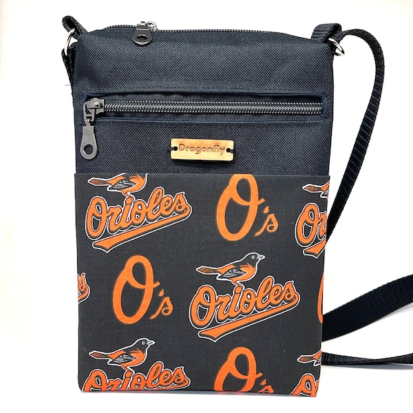 MLB Baltimore Orioles Adjustable Crossbody Bag | Over the Shoulder Bag| Zipper Sling Bag |Travel Bag | Hip Bag | Messenger Bag | Walking Bag
