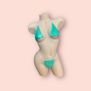 Exotic Dancewear-Sexy HOT aqua green Micro 2 pc, thong Style