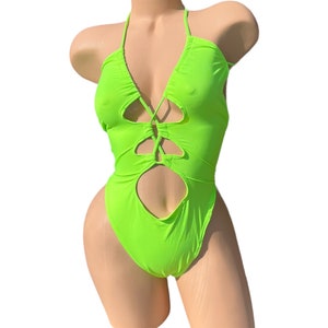 EXOTIC DANCEWEAR- Sexy Neon green Mesh Stripper Lace up bikini Exotic Wear
