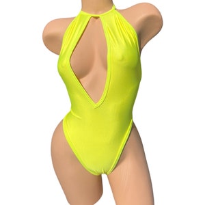 EXOTIC DANCEWEAR- Sexy neon yellow Stripper key hole bikini Exotic Wear