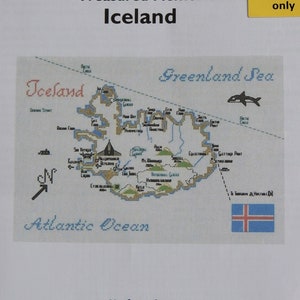 Cross Stitch map embroidery chart, Iceland (Download Version)