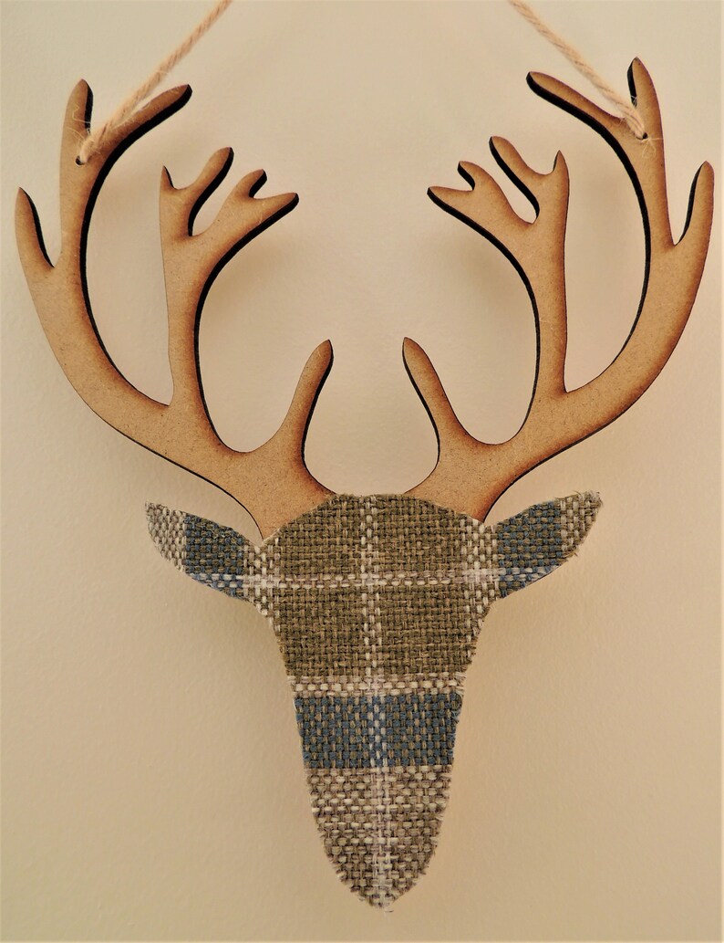 Wooden Stag Head Hanging Ornament With Hanging Twine Etsy UK