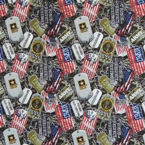 SALE ** 1 piece : &quot;United States Army 1254&quot; patchwork and quilting fabric